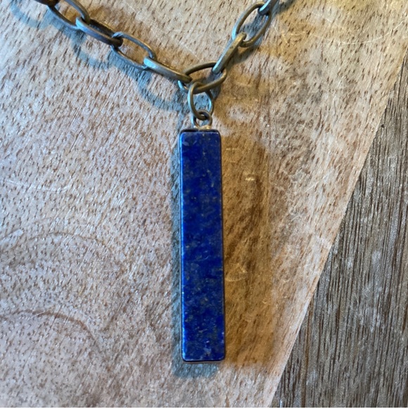 AUREUS + ARGENT Necklace Lapis PURPLE Blue  Stone Raw Brass Banana Republic NWT - Picture 3 of 16